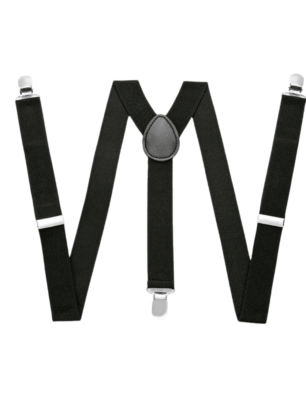 Classic Black Men's Elastic Suspenders - Adjustable Clip-On